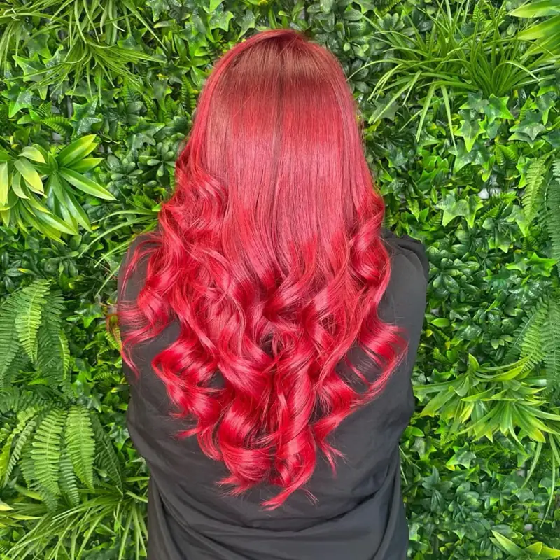 Vivid red hair colour result