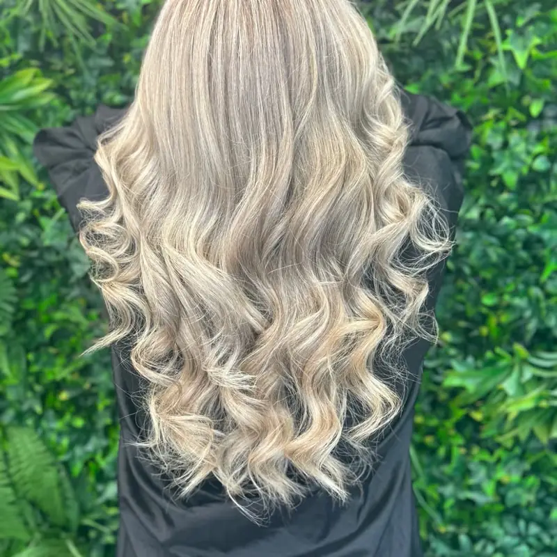 Ash blonde curled hair result